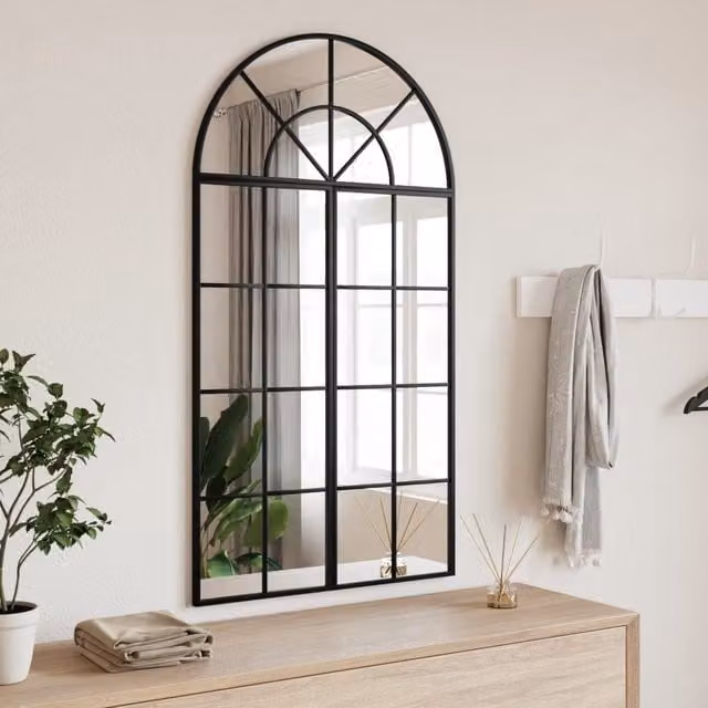 Berkfield Home Minimalist Black Metal and Glass Wall Mirror W: 60 cm, H: 110 cm – 1