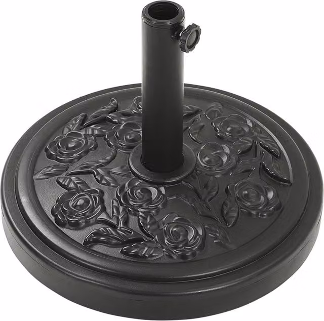 Livingandhome Black Concrete and Metal Garden Parasol Base Stand