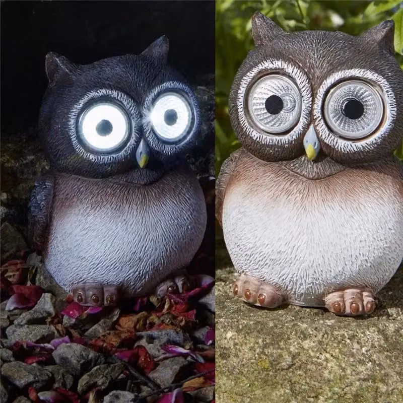 Marco Paul Brown Resin Solar Powered Owl Garden Ornament H: 12 cm – 8