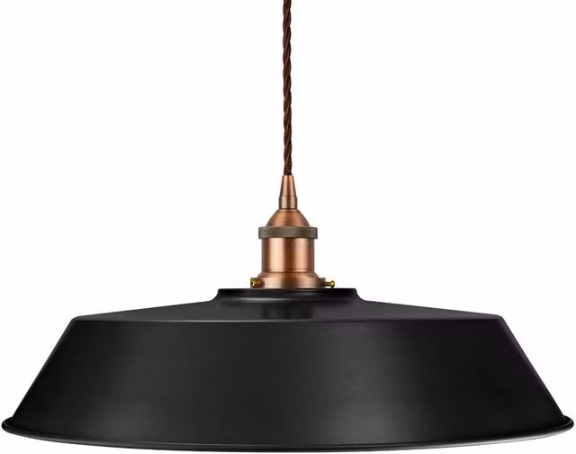 SE Home Chancery Large Suspended Pendant Light in Matt Black and Antique Copper