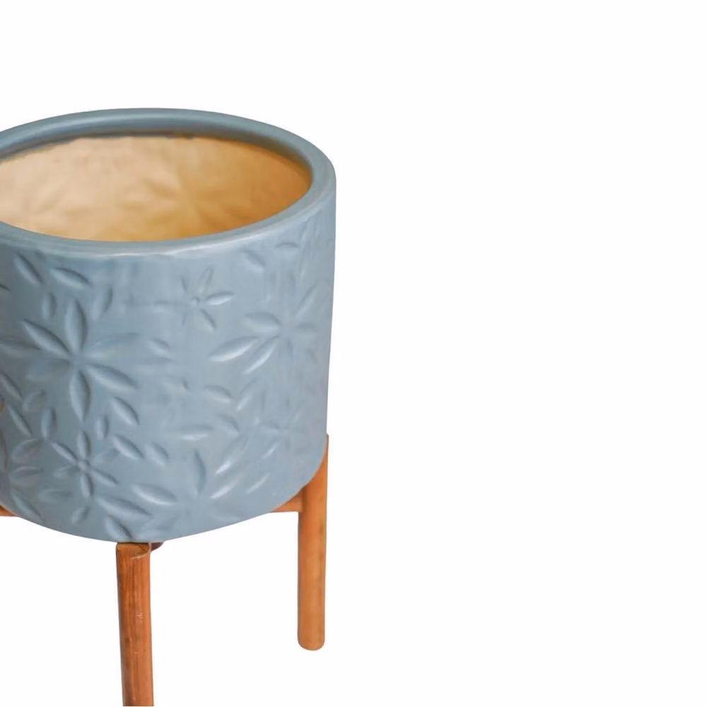 Lemon Pavilion Furniture and Decor Aspen Flower Dusty Blue Ceramic Tabletop Planter, W: 22 cm, D: 22 cm, H: 34 cm – 2