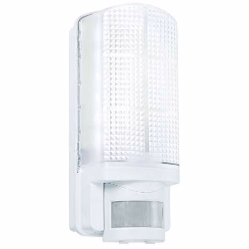 Loops White IP44 Outdoor Wall Bulkhead Light with 10m PIR Motion Sensor and Timer, 6W Cool White LED