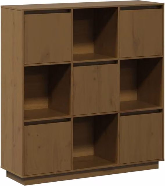 Berkfield Home Highboard in Honey Brown Solid Pine, W: 110.5 cm, D: 35 cm, H: 117 cm