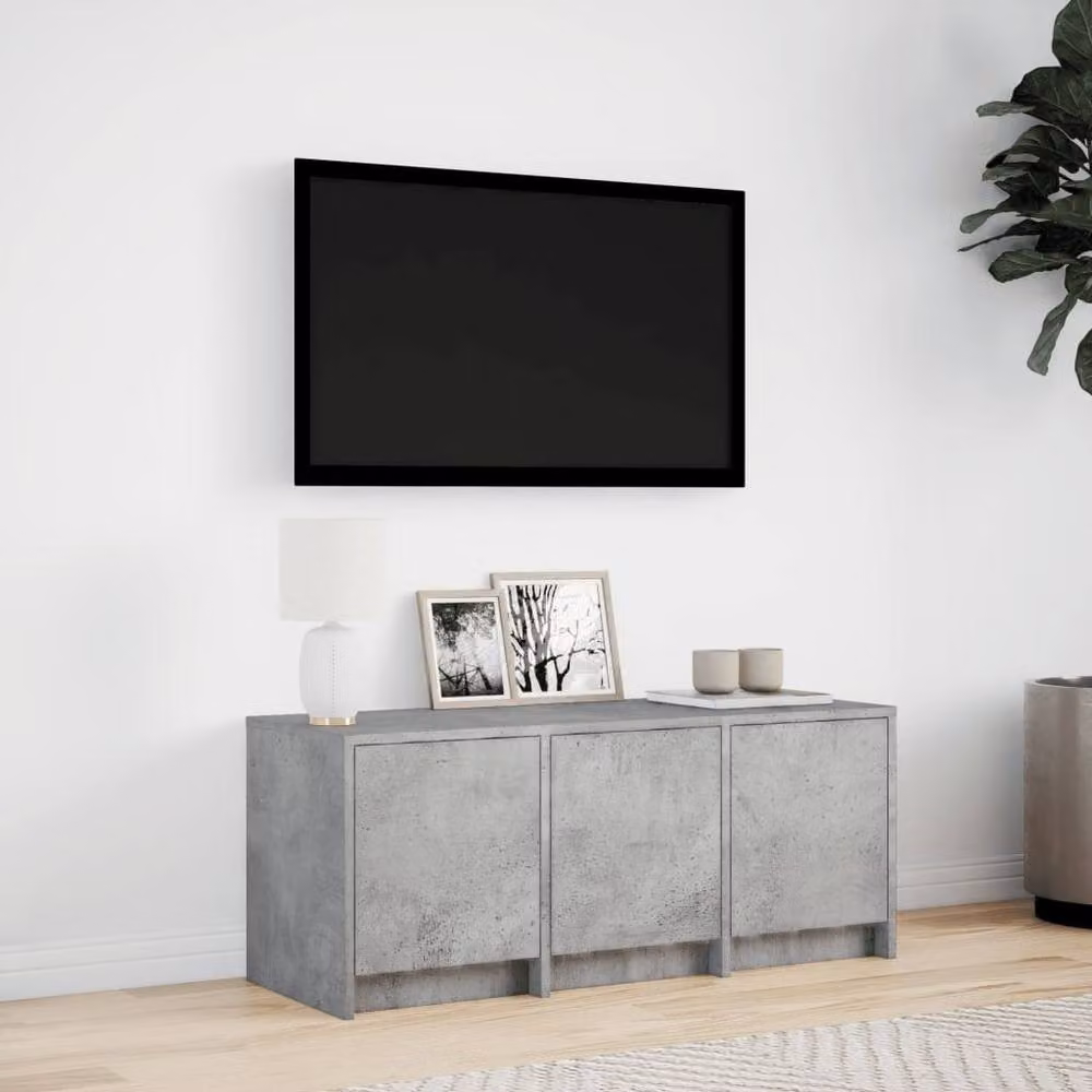 Berkfield Home Modern TV Cabinet with LED in Concrete Grey, W/D/H: 97 x 40 x 40 cm – 3
