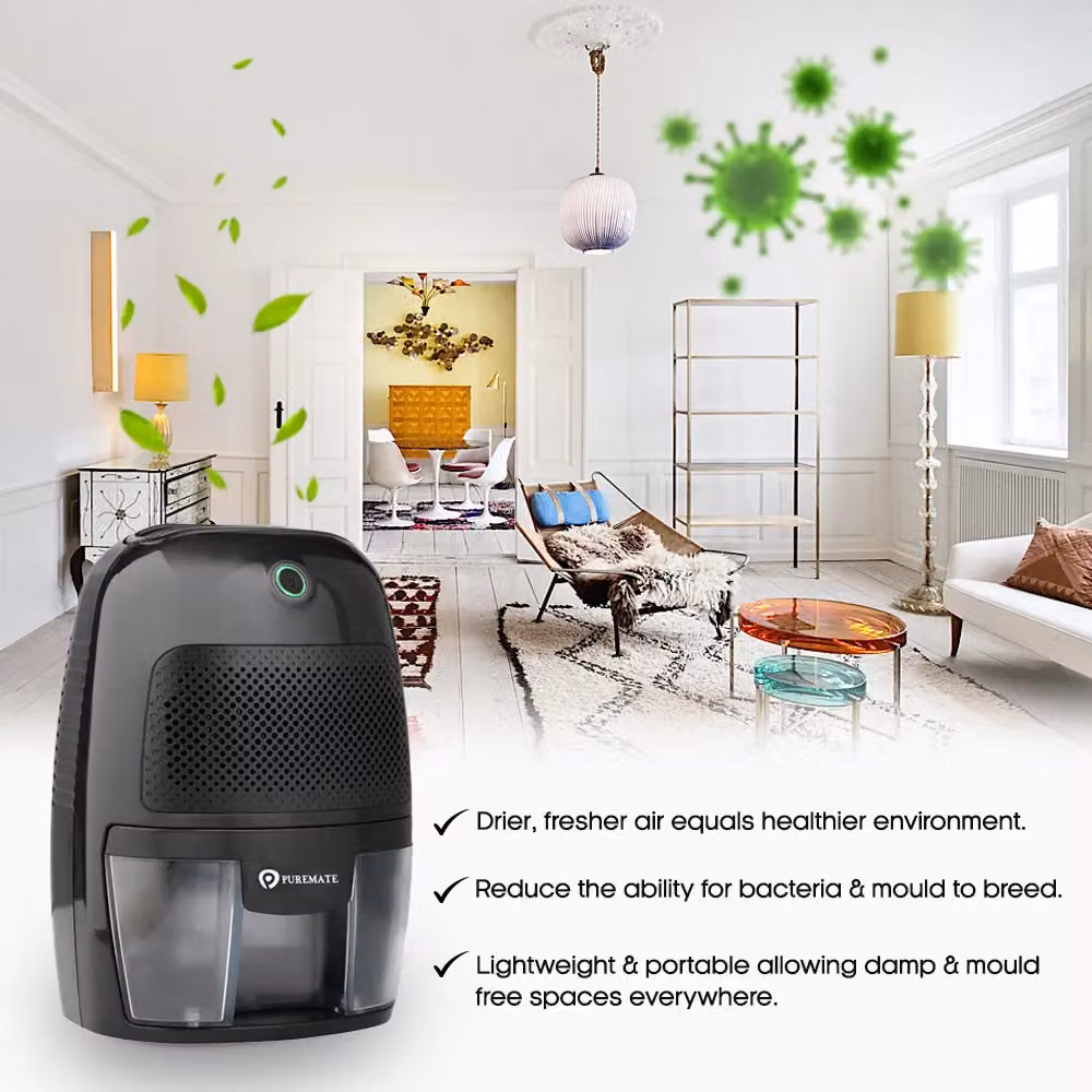PureMate Compact and Portable Mini Dehumidifier, 600ml, Black – 5