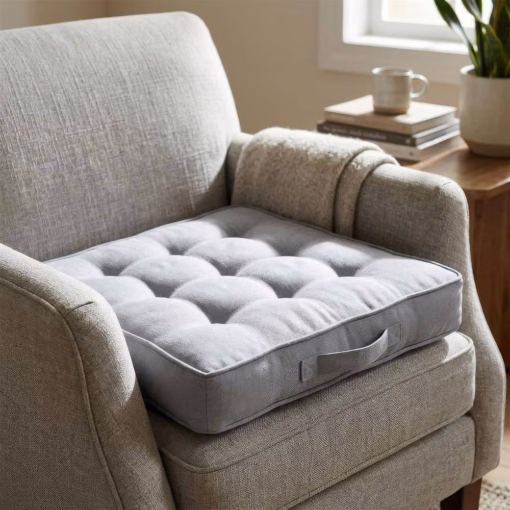 Harbour Housewares Square Armchair Booster Seat Cushion in Grey with Removable Breathable Cover, W/D/H: 50 x 50 x 50 cm – 3