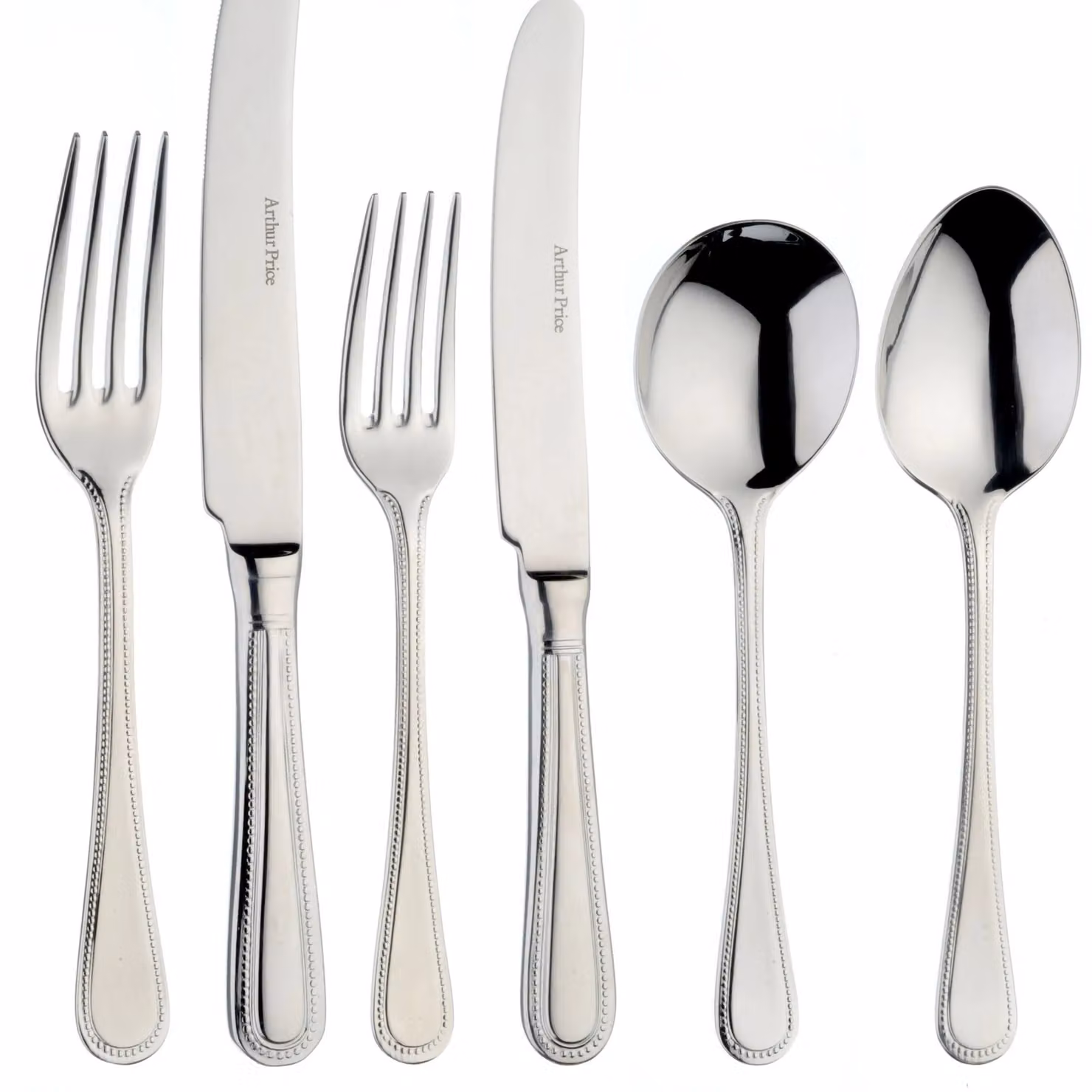 Arthur Price Bead 44 Piece Stainless Steel Cutlery Set for 6 People in Silver – 2