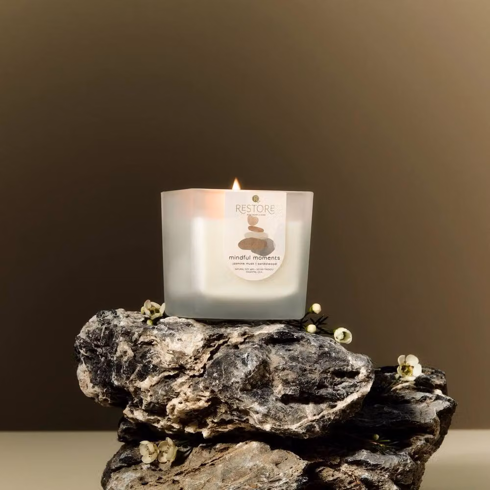 Heart and Home Restore Large Luxury Soy Blend Candle in Mindful Moments, White – 2