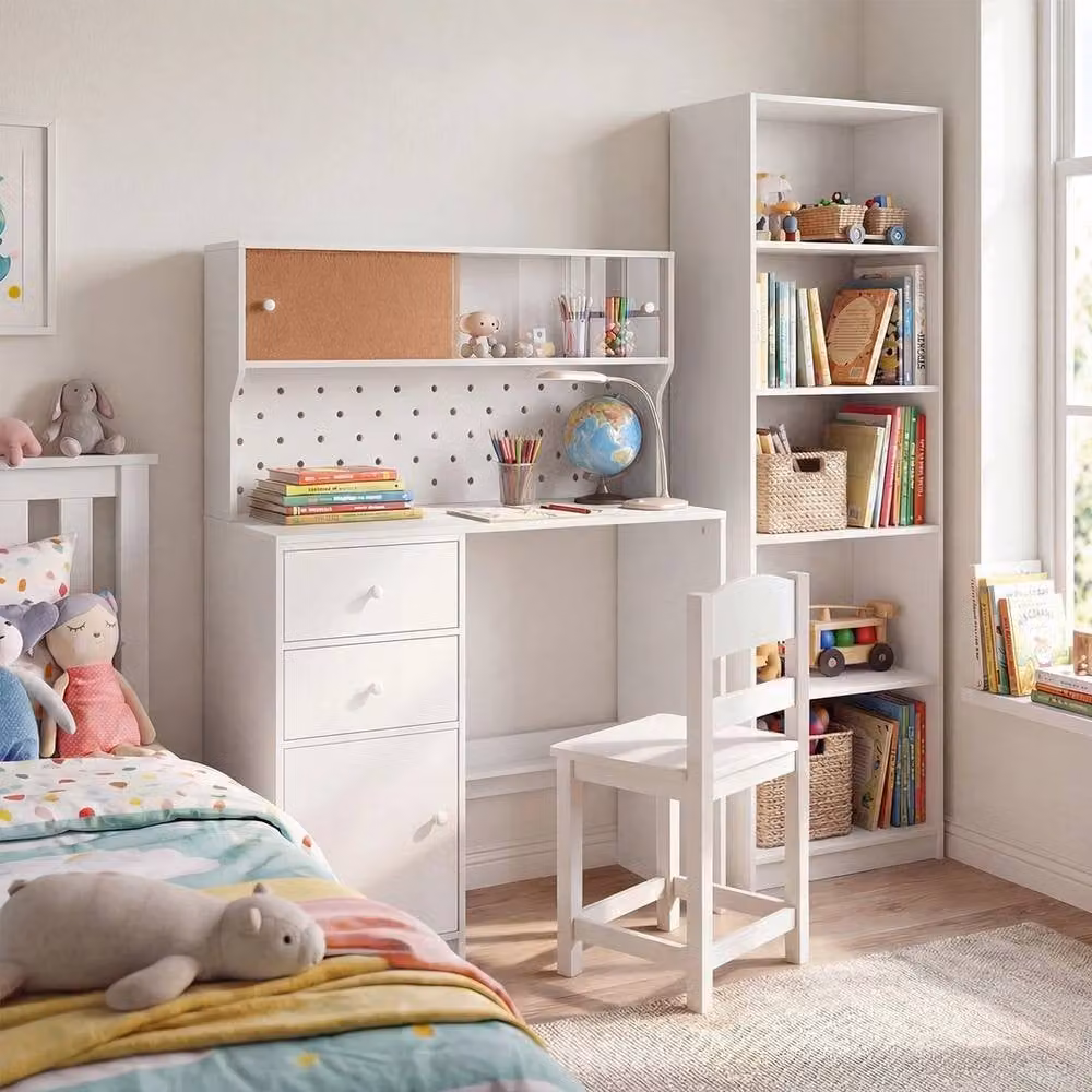 Kelvenix White Wooden Desk and Chair Set for Children – 2