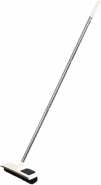 PAWNORA White Floor Scrubbing Brush with Scraper and Long Handle