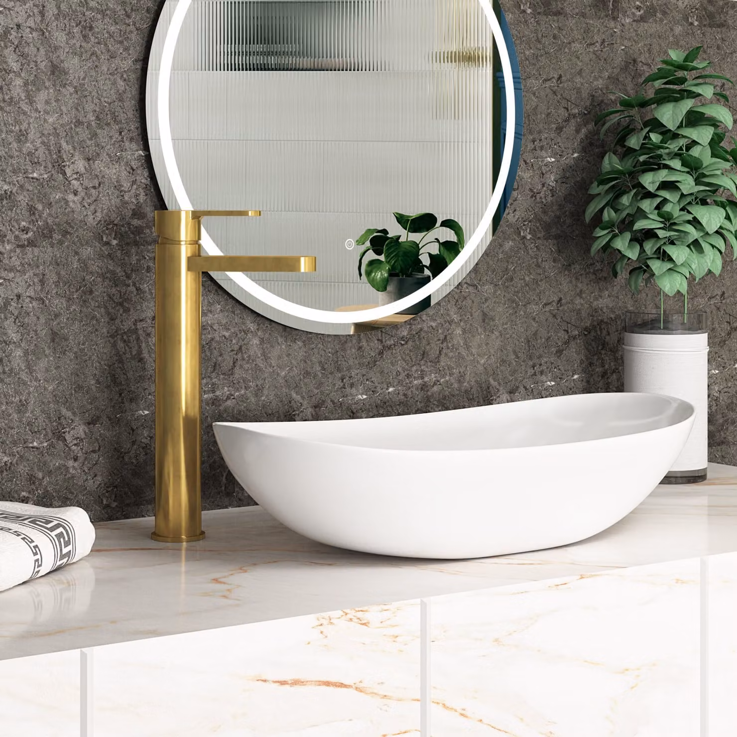 Royal Bathrooms Arvan High Rise Mono Basin Mixer Tap in Brushed Brass