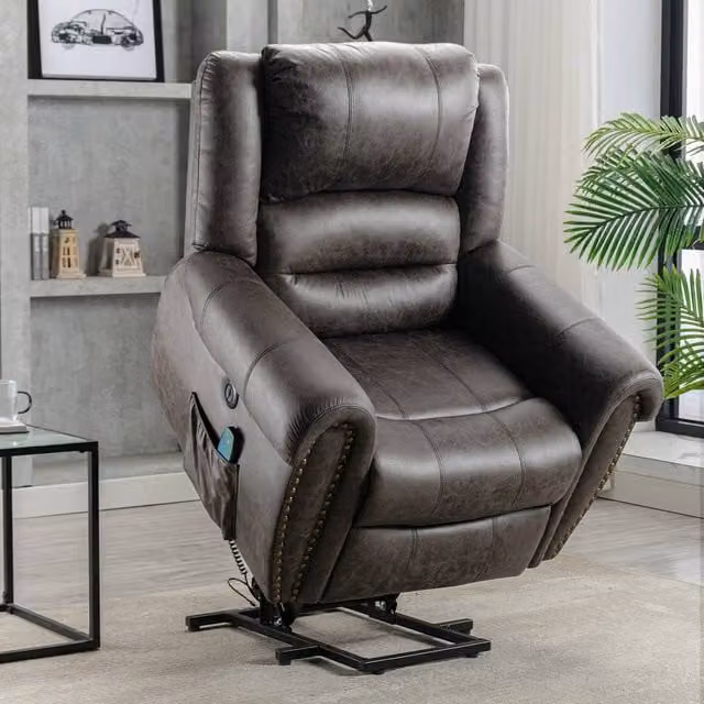Merax Oversized Power Lift Riser Recliner Armchair with Massage and Heat in Grey