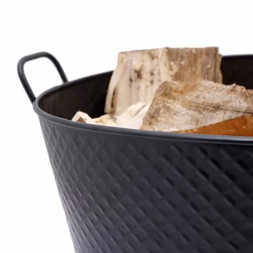 Charles Bentley Willow Fireside Log Bucket in Black Matte Finish with Solid Metal Handles, W/D/H: 53 x 40 x 40 cm – 5