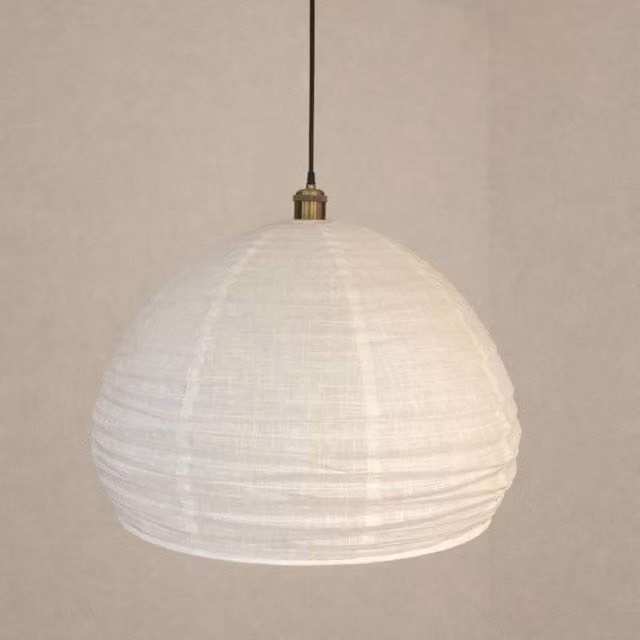 CGC Lighting Hester White Linen Round Handmade Easy Fit Lampshade, Scandinavian Style, W: 50.0 cm, D: 37.5 cm, H: 37.5 cm