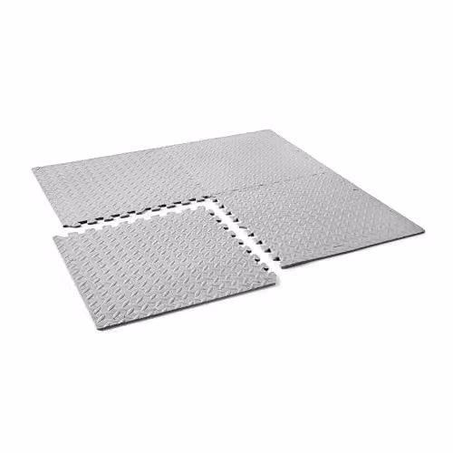 Phoenix Fitness Interlocking Gym Flooring, Non-Slip EVA Foam Floor Mats in Black and Grey, 4 Mats (W/D: 60 x 60 cm) – 1