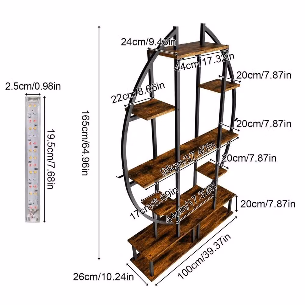 EONLION XL Brown Metal Plant Stand with Integrated Grow Lights and Flower Shelf – 2