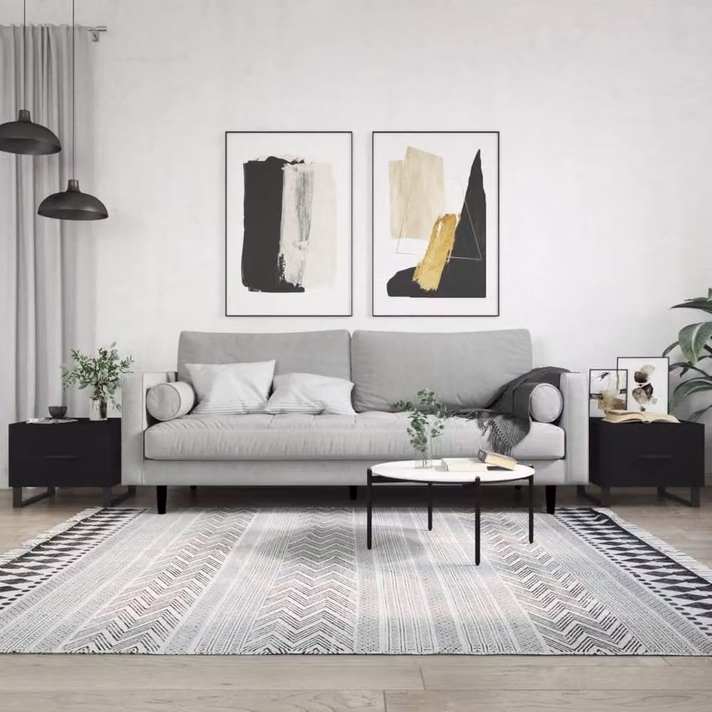 Berkfield Home Set of 2 Black Modern Square Coffee Tables, W/D/H: 50 x 50 x 40 cm – 1