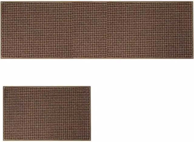 KORVIXA Non Slip Woven Rubber Kitchen Mat, 2 Pieces, Brown, W: 100 cm, L: 1000 cm – 1