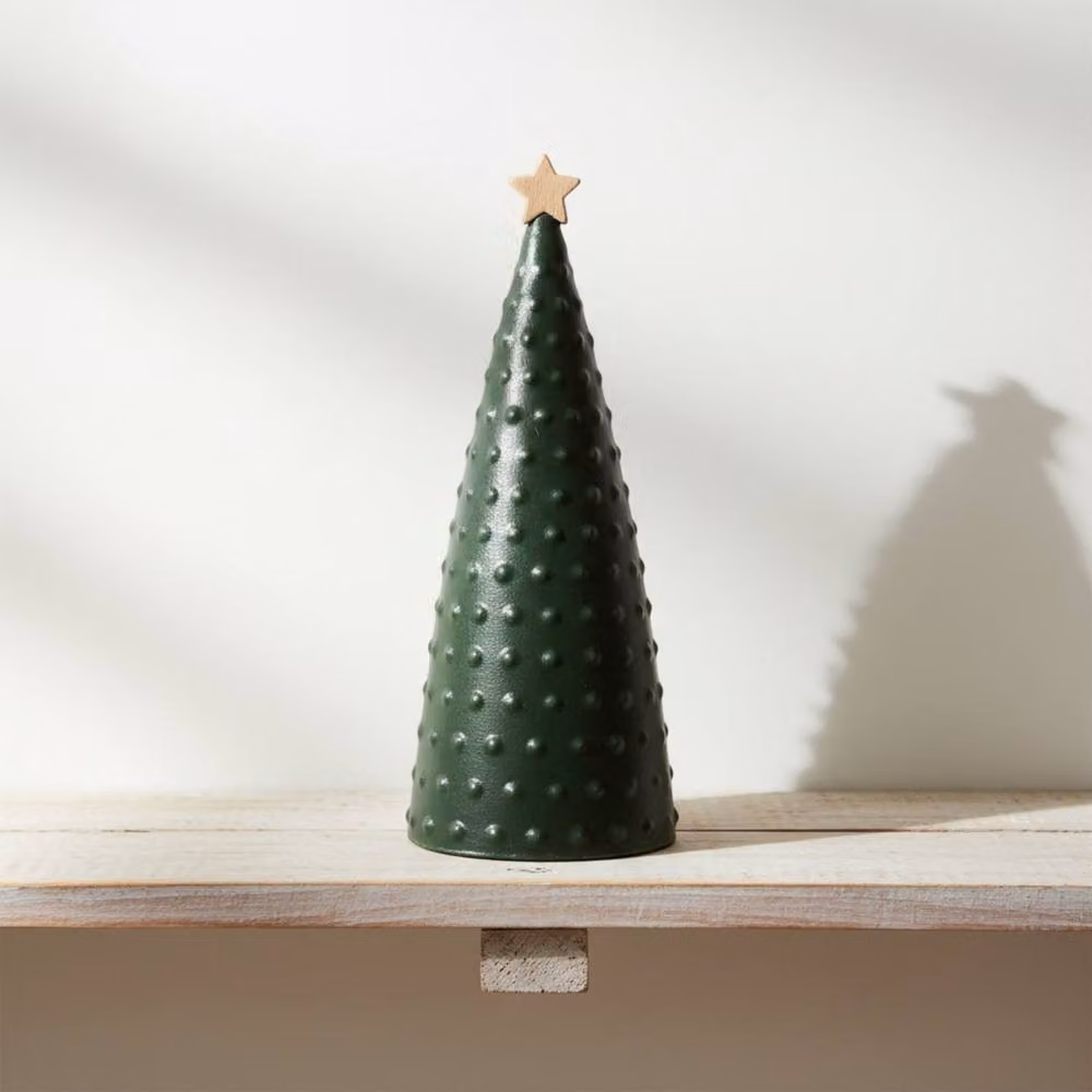Four Candle Green Ceramic Pimpled Christmas Tree Tabletop Decoration H: 21.0 cm x W: 8.0 cm x D: 8.0 cm – 2