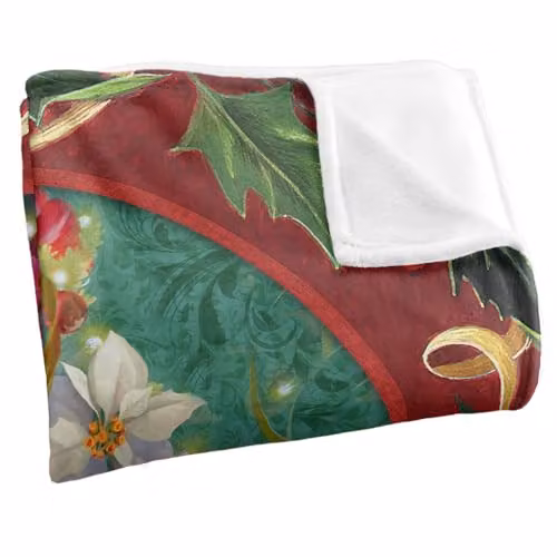 JQ Licensing Spirit of Christmas Poinsettias Silky Touch Super Soft Throw Blanket, White, W: 152 cm, D: 127 cm – 2