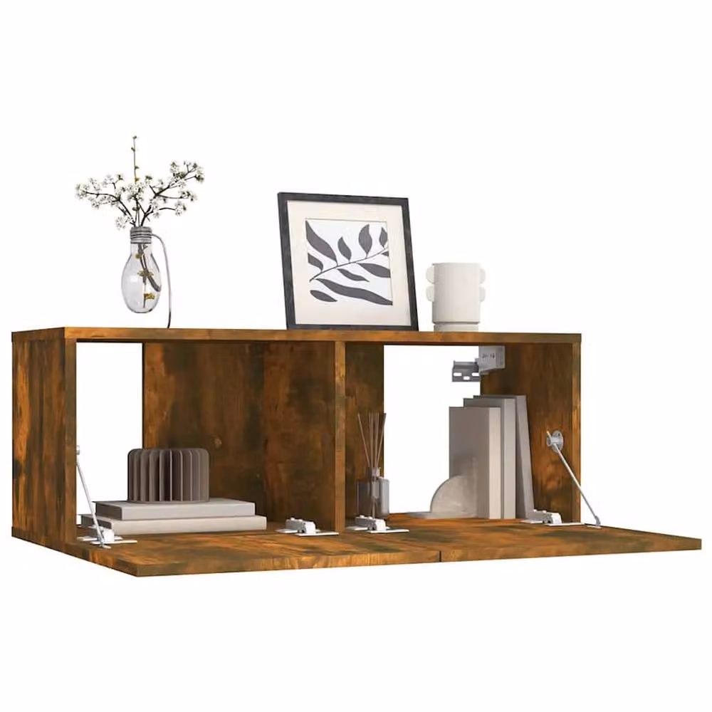 Berkfield Home Smoked Oak TV Cabinet in Brown, W/D/H: 80 x 30 x 30 cm – 3