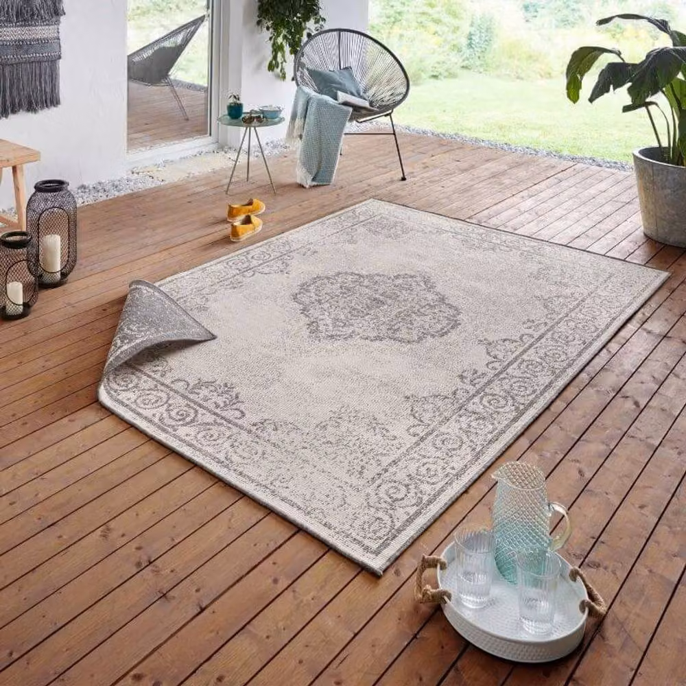 THE RUGS Cebu Reversible Indoor Outdoor Flatweave Polypropylene Rug in Grey, W: 200 cm, D: 290 cm – 2