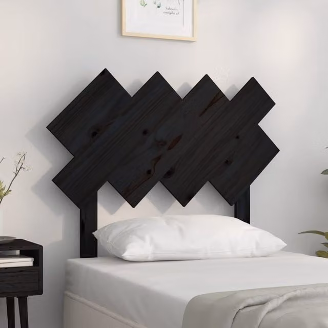 Berkfield Home Black Solid Pine Wood Bed Headboard, W/D/H: 92 x 3 x 81 cm – 1