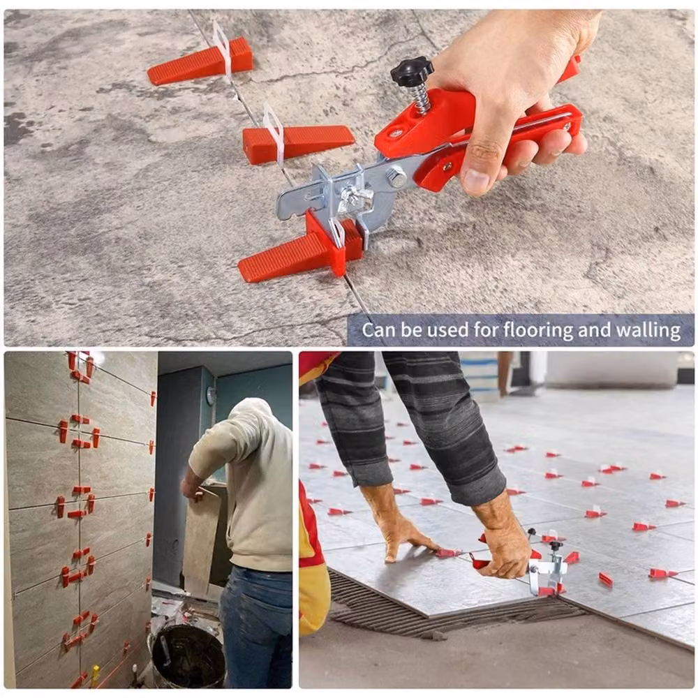 VOGREX 2mm Tile Spacer Kit with 400 Leveling Clips, Wedges and Plier in Red – 5