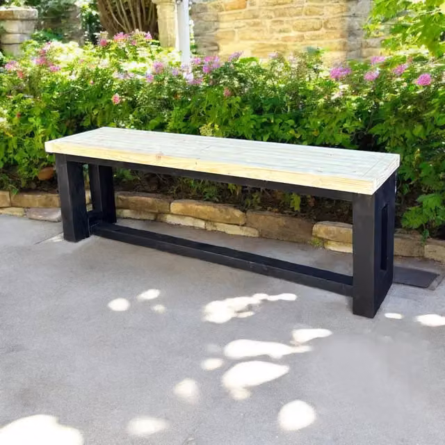 Buttercup Farm Garden Patio Bench in Brown Wood, W: 40 cm, D: 40 cm, H: 45 cm – 3