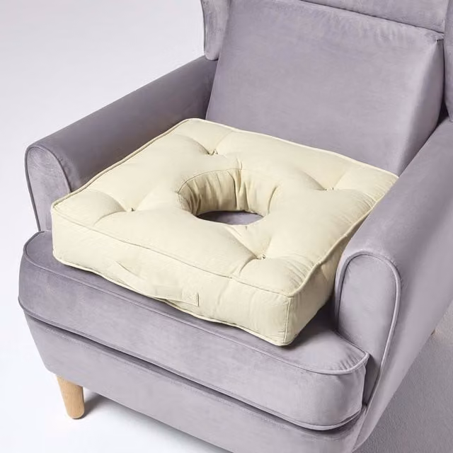 Homescapes Orthopaedic Cotton Armchair Booster Seat Cushion in Green