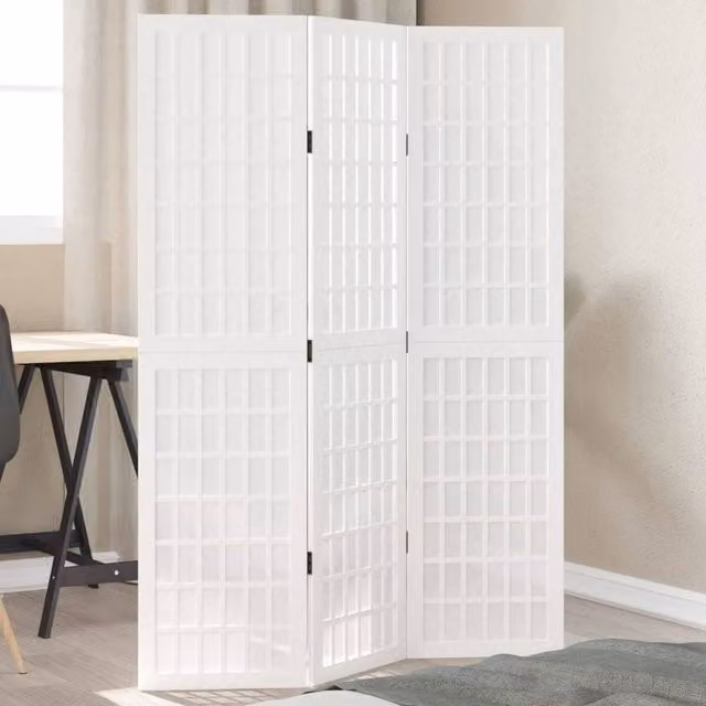 Berkfield Home 3-Panel Room Divider in White Solid Paulownia Wood