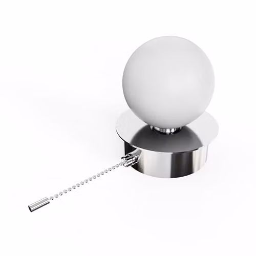 CGC Lighting Macie Rechargeable USB LED Wall Light with White Opal Glass Sphere and Silver Metal Finish – 2