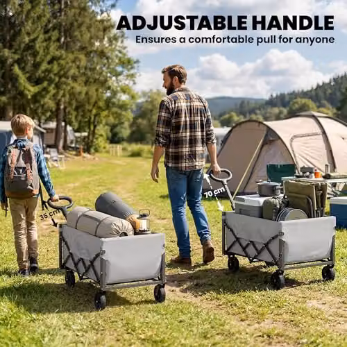 Outsunny 60L Foldable Festival Trolley with Wheels and Drop-Down Tailgate, Grey – 6