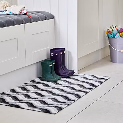 JVL Solemate Hand Carved Wave Doormat, Grey, W: 57 cm, D: 100 cm, H: 1 cm – 7