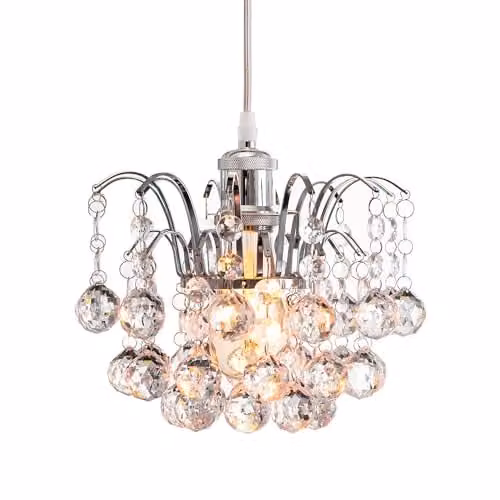 INNOTECK Faceted Oriel Crystal Pendant Light Shade in Polished Chrome