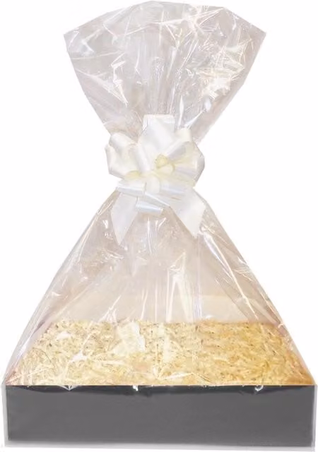 Hampabox Gift Basket Kit with Black Hamper Tray and Beige Accessories, W/D/H: 30 x 20 x 6 cm