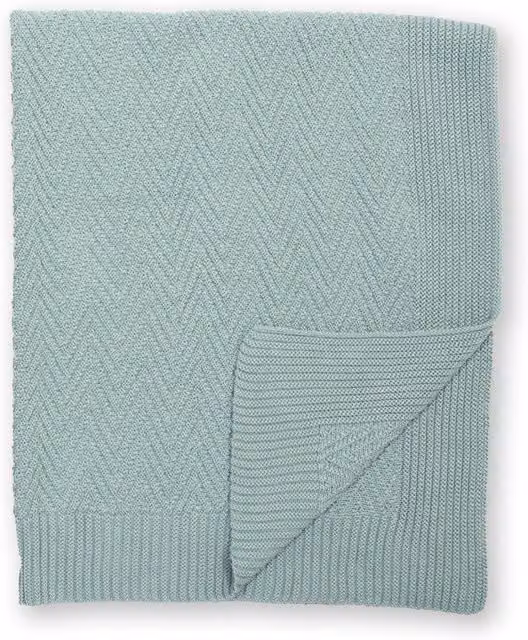 Kite Baby Heirloom Knitted Cotton Chevron Blanket in Green