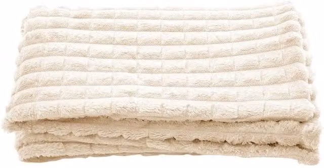 Pawnora Soft Fleece Sofa Bed Blanket in Beige, King Size, W: 180 cm, L: 200 cm