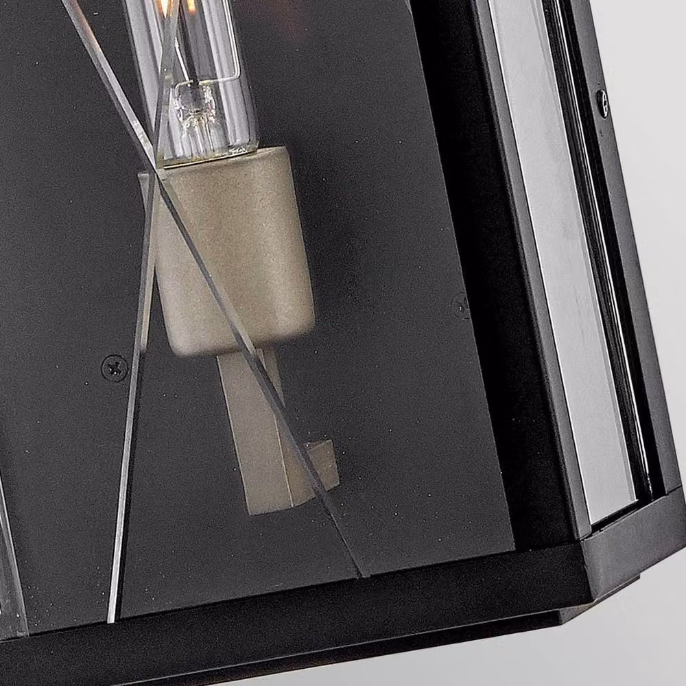 Netlighting Monte Large Flush Wall Lantern in Black with Transparent Glass, IP44 Rated – 3