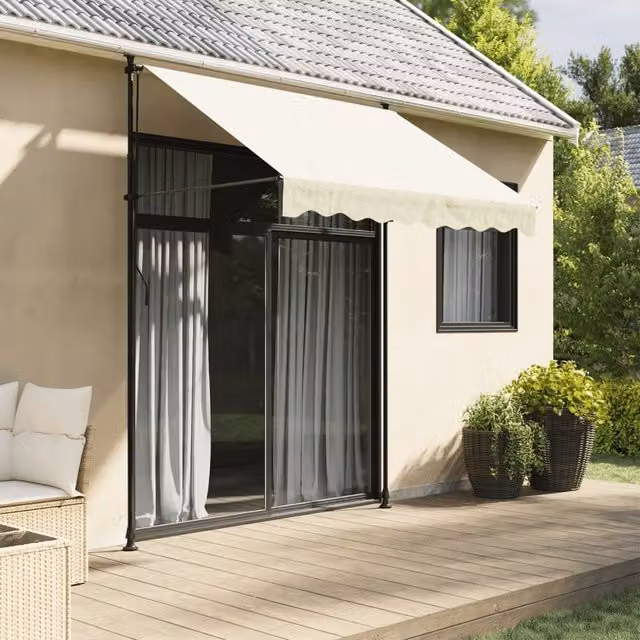 Berkfield Home Retractable Cream Fabric and Steel Pergola Awning W: 200 cm, D: 150 cm