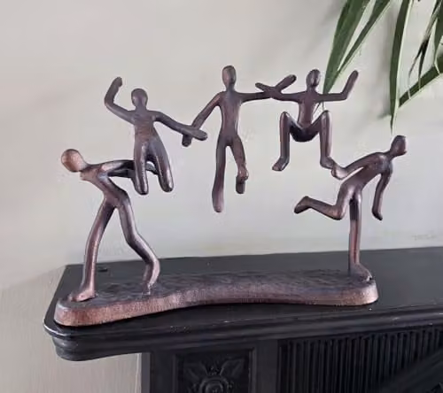 Inspirational Gifting Jump for Joy! Abstract Aluminium Home Decor Ornament with Antique Bronze Finish