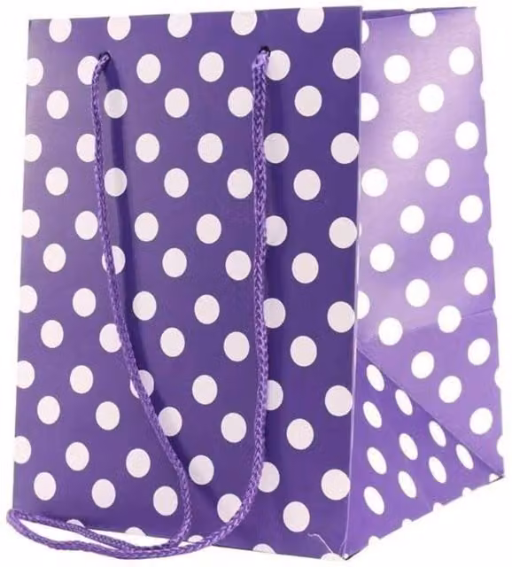KDMD Purple Polka Dot Kraft Paper Hand Tie Bags, 10 Pack