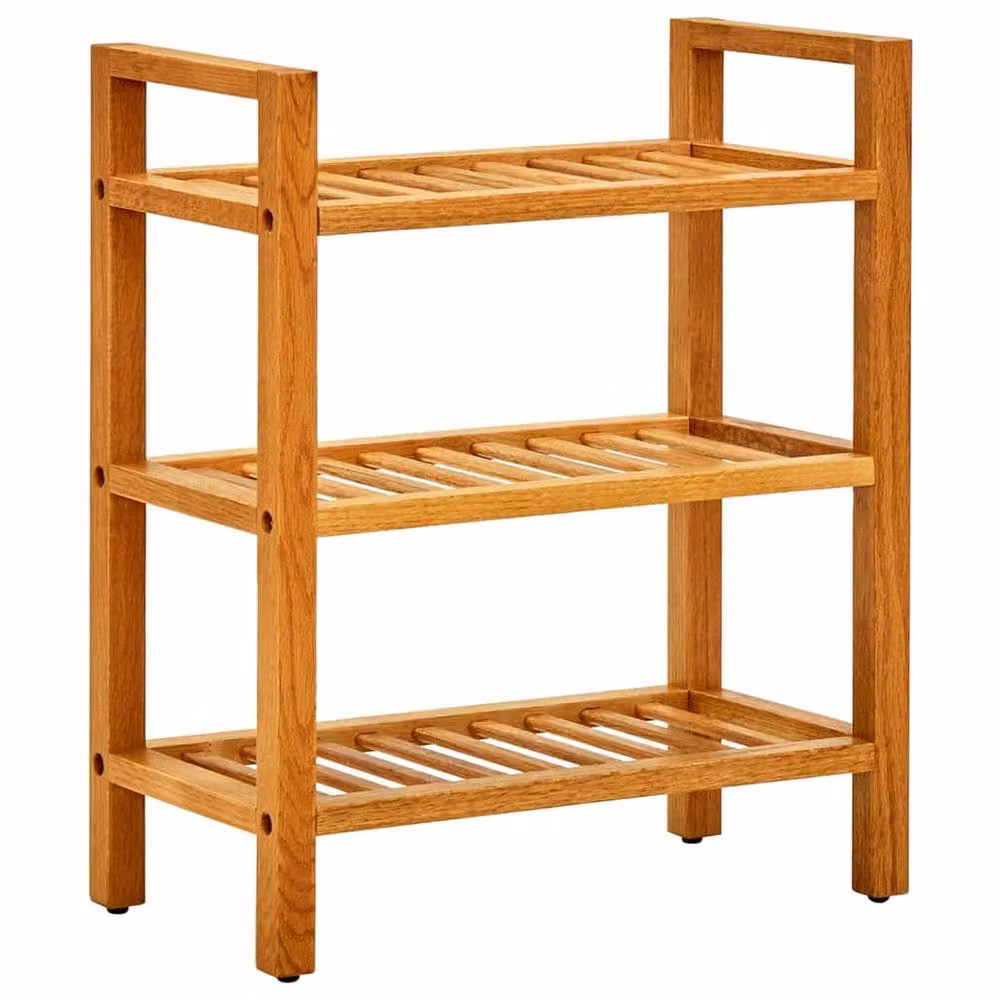 Berkfield Home 3-Shelf Solid Oak Wood Shoe Rack in Brown, W/D/H: 50 x 27 x 60 cm – 2