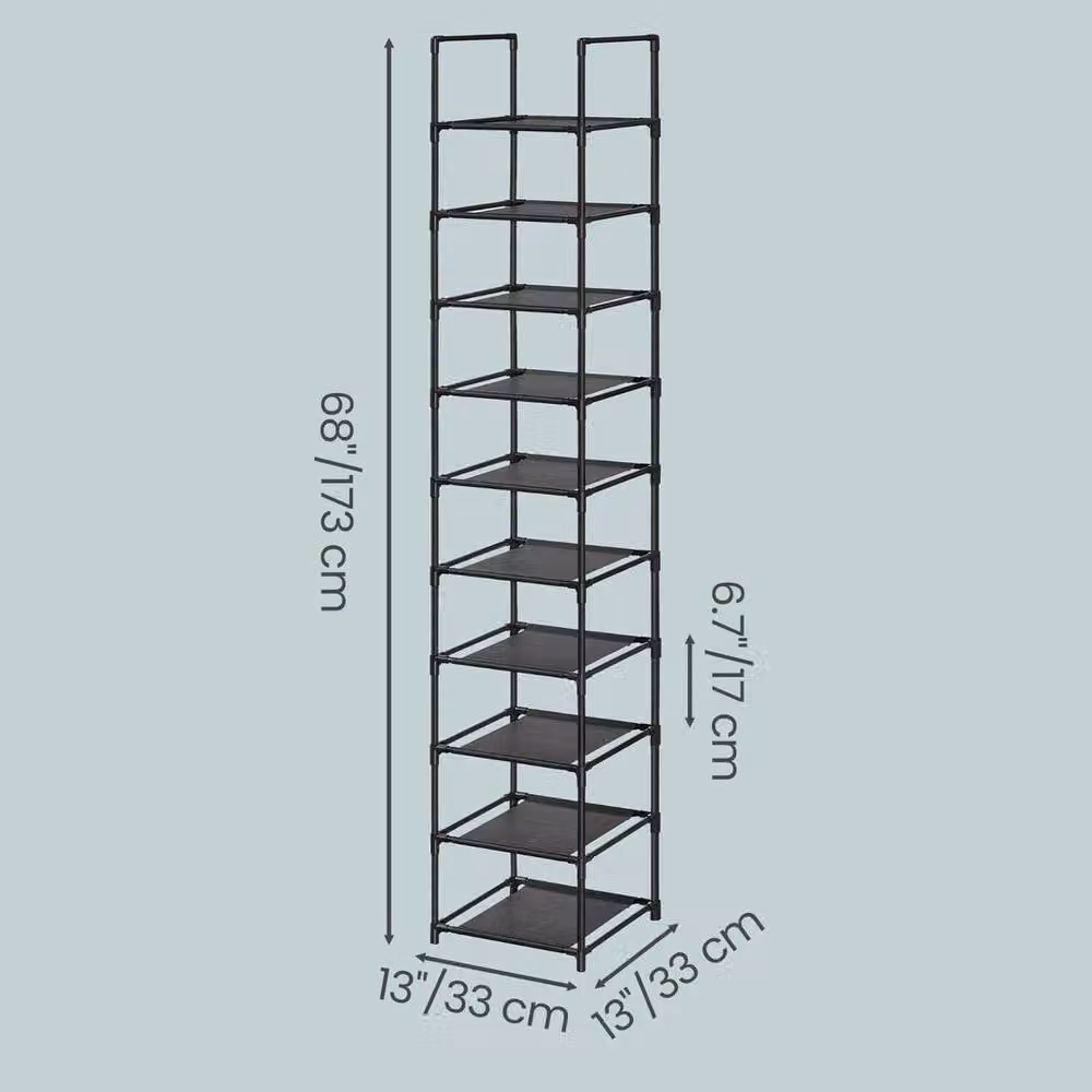 KORVIXA 10-Tier Black Metal Shoe Rack for Hallways – 2