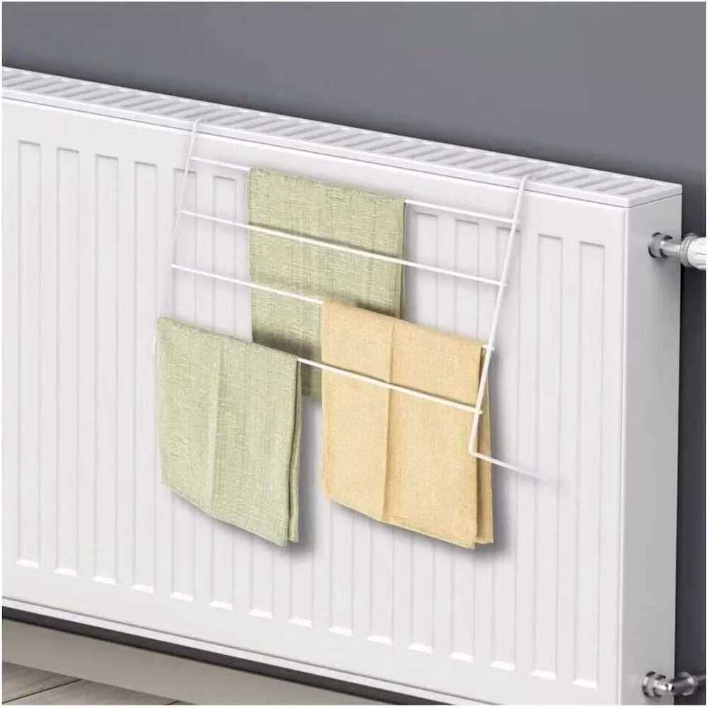 VOGREX 3-Piece Metal 4-Bar Radiator Clothes and Towel Drying Rail in White – 3
