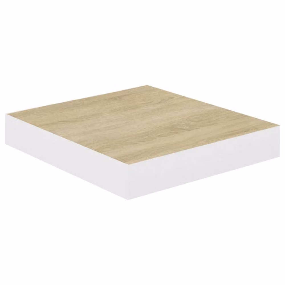 Berkfield Home Durable Floating Wall Shelf in Light Oak and White, W/D/H: 23 x 23.5 x 3.8 cm – 2