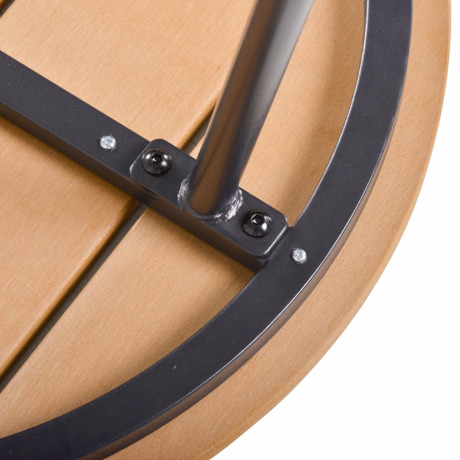 Outsunny Round Outdoor Side Table in Natural Wood and Black, W/D/H: 49 x 49 x 48 cm – 7