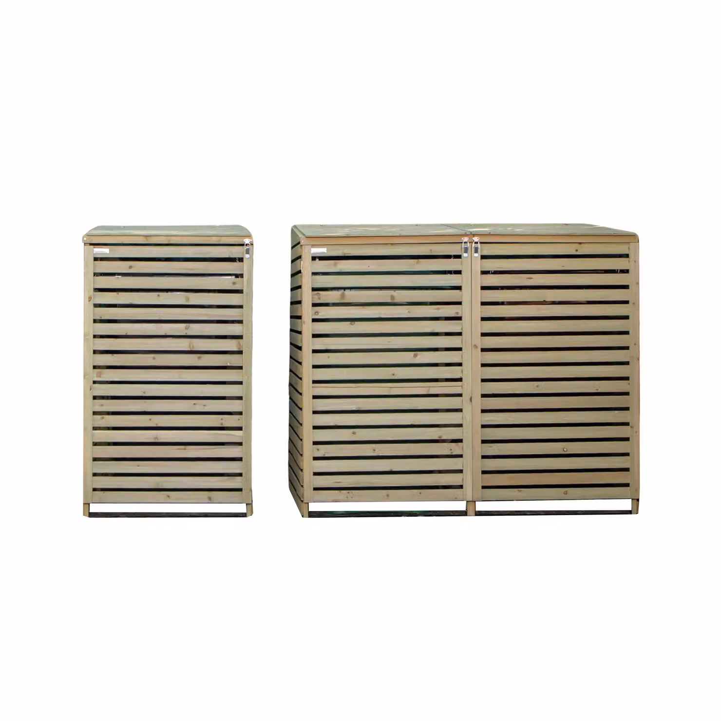 Samuel Alexander Brown Wooden Triple Wheelie Bin Store for 3 Bins, W: 122 cm, H: 199 cm, D: 79 cm – 7