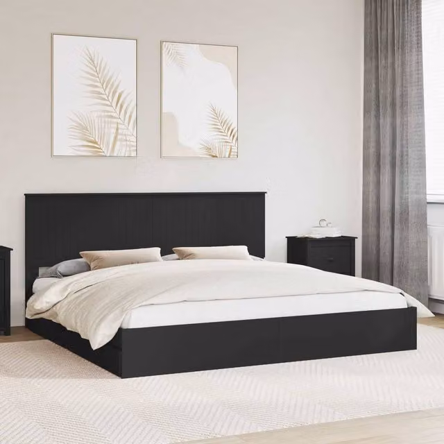 Berkfield Home Modern Storage Bed with Headboard and Drawers in Black, W/D/H: 200 x 200 cm, Engineered Wood – 1