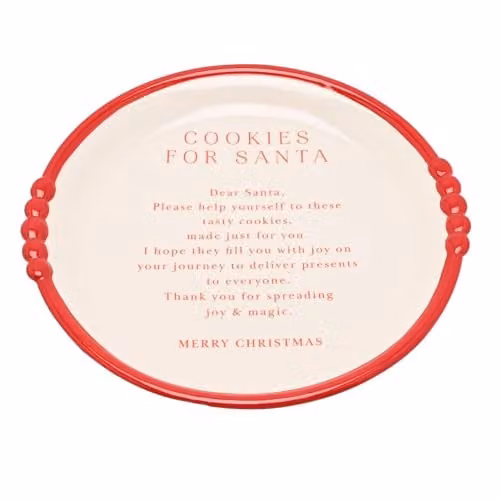 Widdop and Co Large Ceramic Christmas Serving Plate in Red and White, Diameter: 30 cm